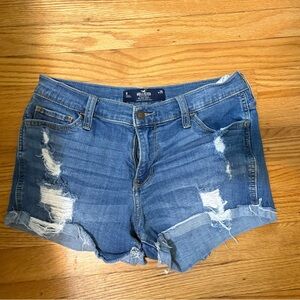 Hollister Blue Jean Shorts Distressed Cut-Off Style